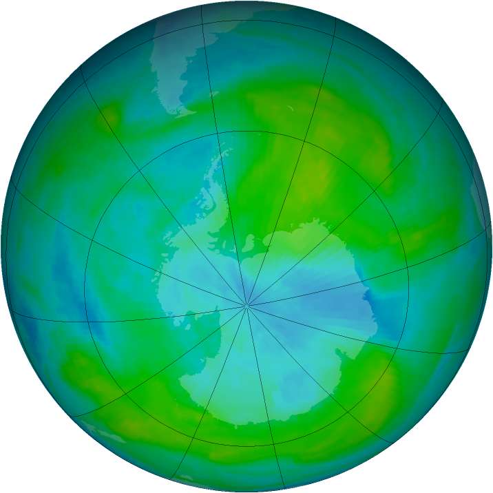 Antarctic ozone map for 20 February 1981